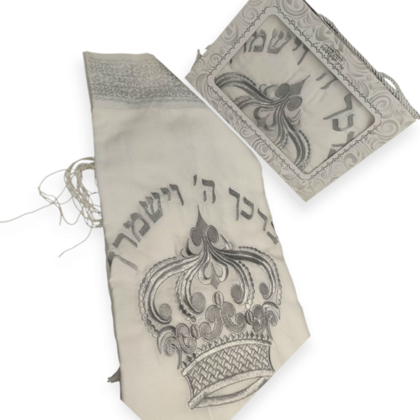 טלית כתר תשבץ בד למניעת החלקה קשור עם פתיל עבה מידה 70 - (150/200 ס"מ)