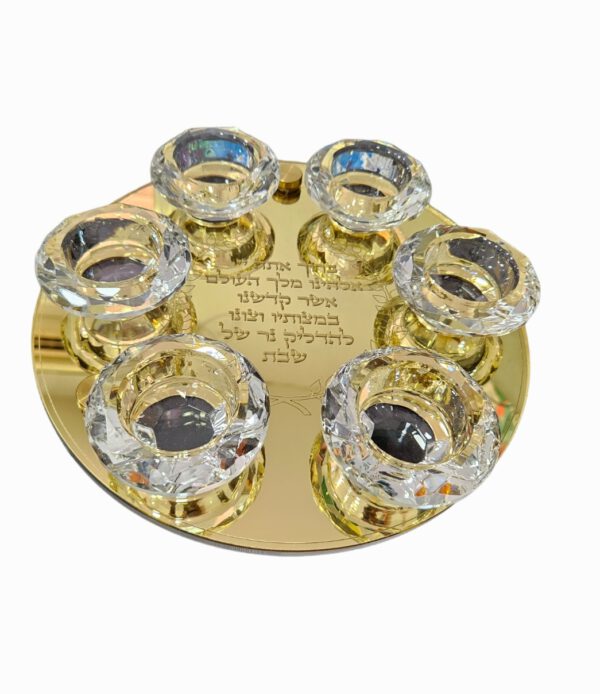 פמוט עגול 6 קנים זהב