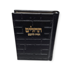 תהלים דגם כותל קטן דמוי עור שחור עם הטבעה בזהב 12/9 ס"מ