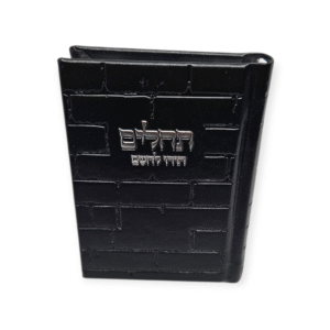 תהלים דגם כותל קטן דמוי עור שחור עם הטבעה בכסף 12/9 ס"מ