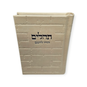 תהלים דגם כותל קטן דמוי עור שמנת עם הטבעה בכסף 12/9 ס"מ