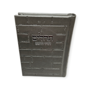 תהלים דגם כותל קטן דמוי עור אפור עם הטבעה בכסף 12/9 ס"מ