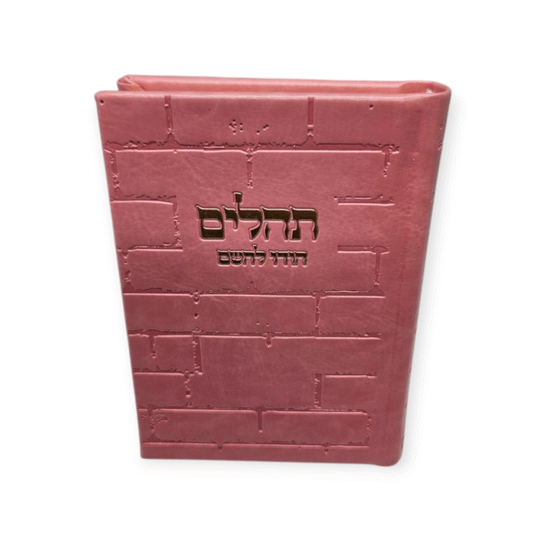 תהלים דגם כותל קטן דמוי עור ורוד עם הטבעה בזהב 12/9 ס"מ