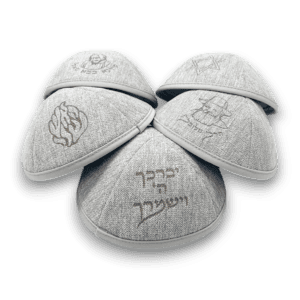 כיפה מרוקאית חריטה בלייזר פשתן אפור