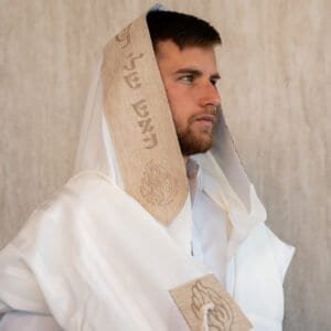 טליתות לייזר עם עטרה ופינות צבע פשתן אבן